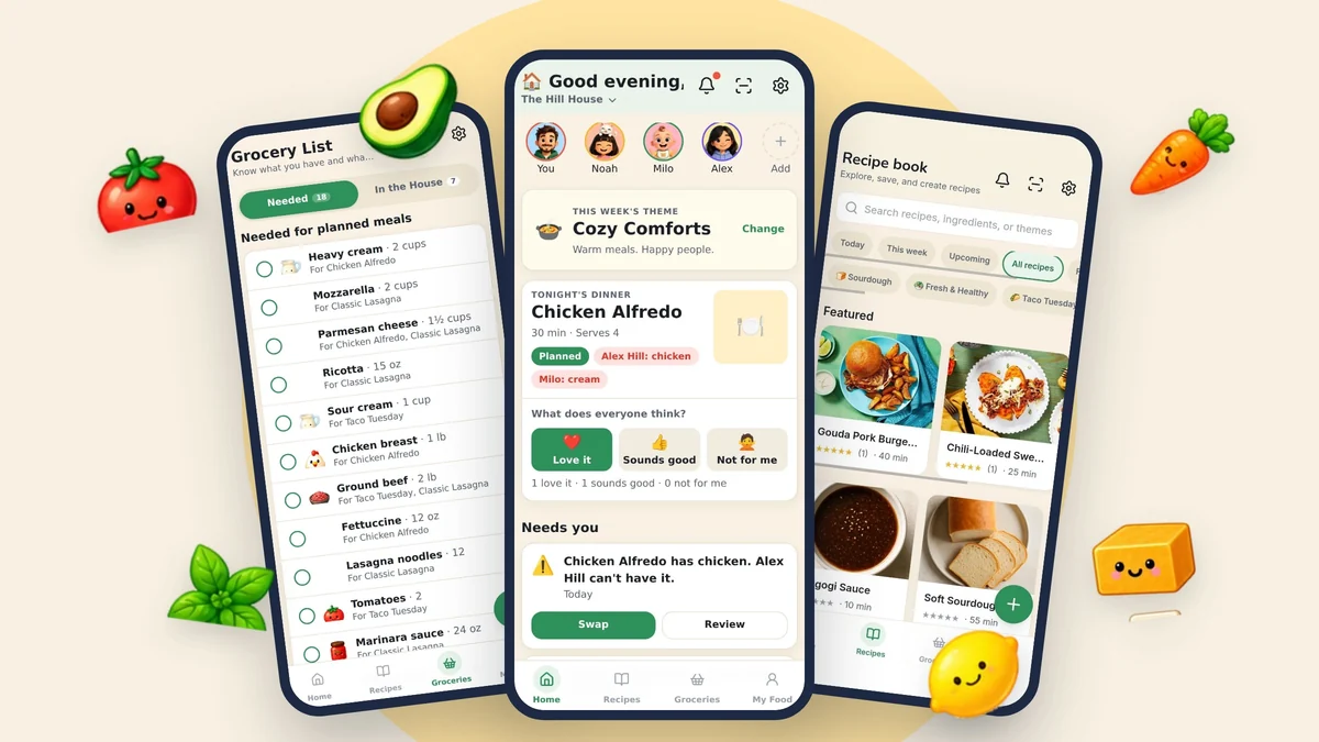 Product image: Home, grocery list and recipe book